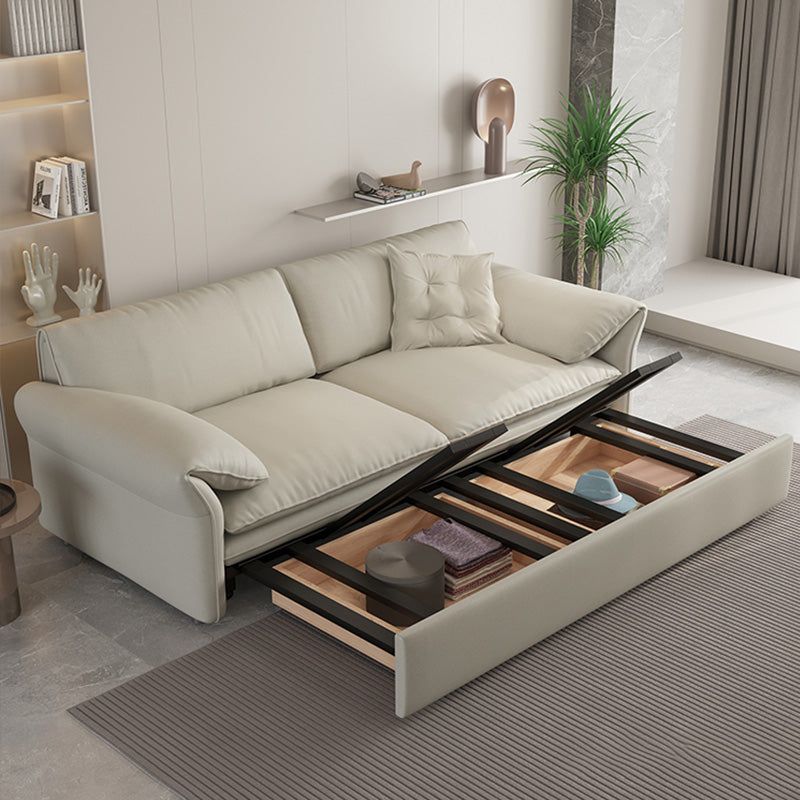 Contemporary Beige Futon Sleeper Sofa Bed with Solid Wood Storage Clearhalo 'furn' 'furn_futons' 'Furniture' 'Futons & Daybeds' 'Futons' 'Living Room Furniture' 7632900