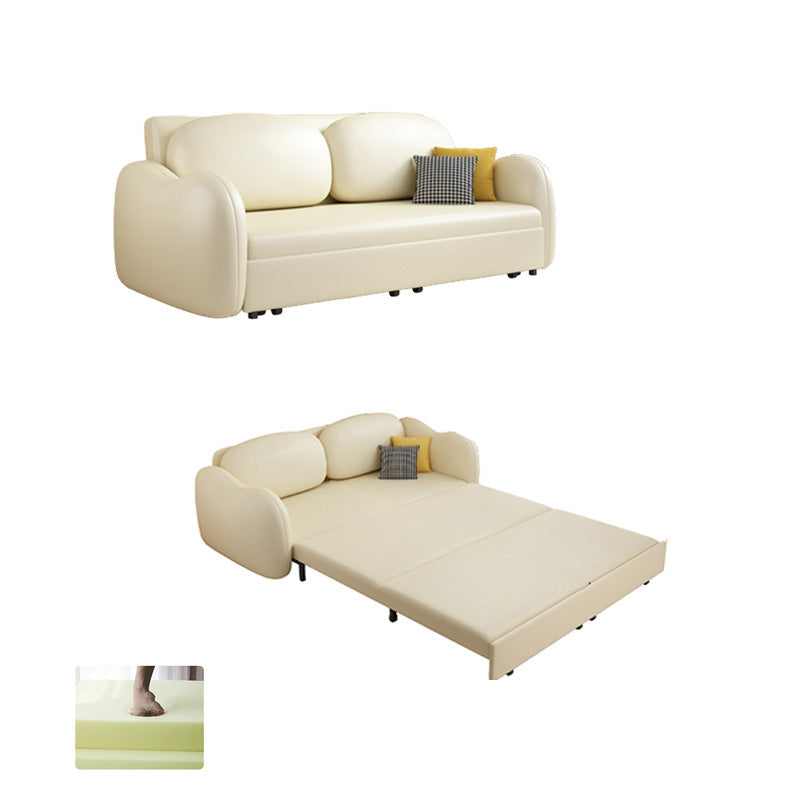 Glam Style Beige Futon Sleeper Sofa with Pillow Back in Velvet Storage Not Included Sponge Clearhalo 'furn' 'furn_futons' 'Furniture' 'Futons & Daybeds' 'Futons' 'Living Room Furniture' 7632925