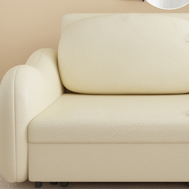 Glam Style Beige Futon Sleeper Sofa with Pillow Back in Velvet Clearhalo 'furn' 'furn_futons' 'Furniture' 'Futons & Daybeds' 'Futons' 'Living Room Furniture' 7632931
