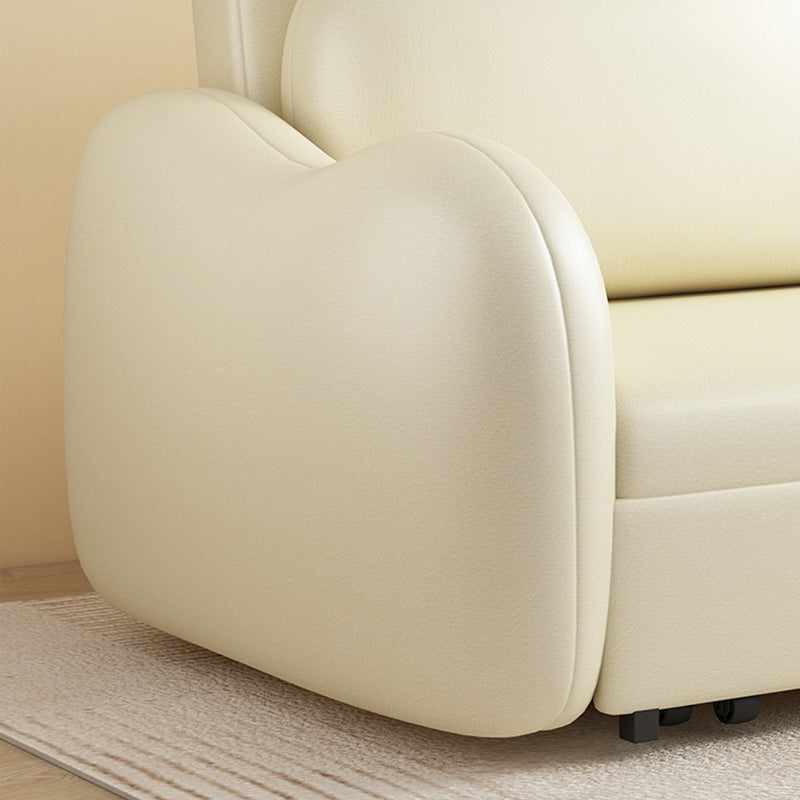 Glam Style Beige Futon Sleeper Sofa with Pillow Back in Velvet Clearhalo 'furn' 'furn_futons' 'Furniture' 'Futons & Daybeds' 'Futons' 'Living Room Furniture' 7632932