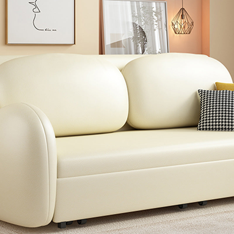 Glam Style Beige Futon Sleeper Sofa with Pillow Back in Velvet Clearhalo 'furn' 'furn_futons' 'Furniture' 'Futons & Daybeds' 'Futons' 'Living Room Furniture' 7632933