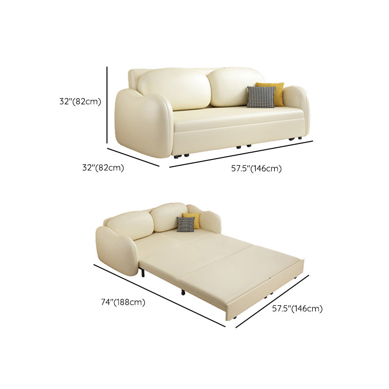 Glam Style Beige Futon Sleeper Sofa with Pillow Back in Velvet Clearhalo 'furn' 'furn_futons' 'Furniture' 'Futons & Daybeds' 'Futons' 'Living Room Furniture' 7632936
