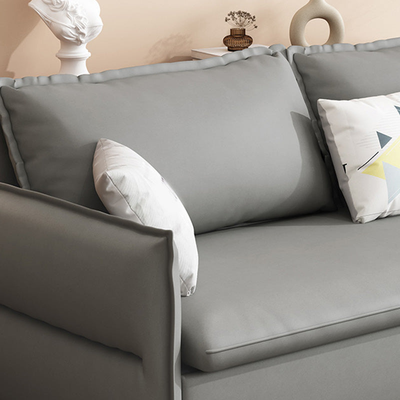 Contemporary Grey Bonded Leather Sleeper Sofa with Storage and Square Arms Clearhalo 'furn' 'furn_futons' 'Furniture' 'Futons & Daybeds' 'Futons' 'Living Room Furniture' 7632966