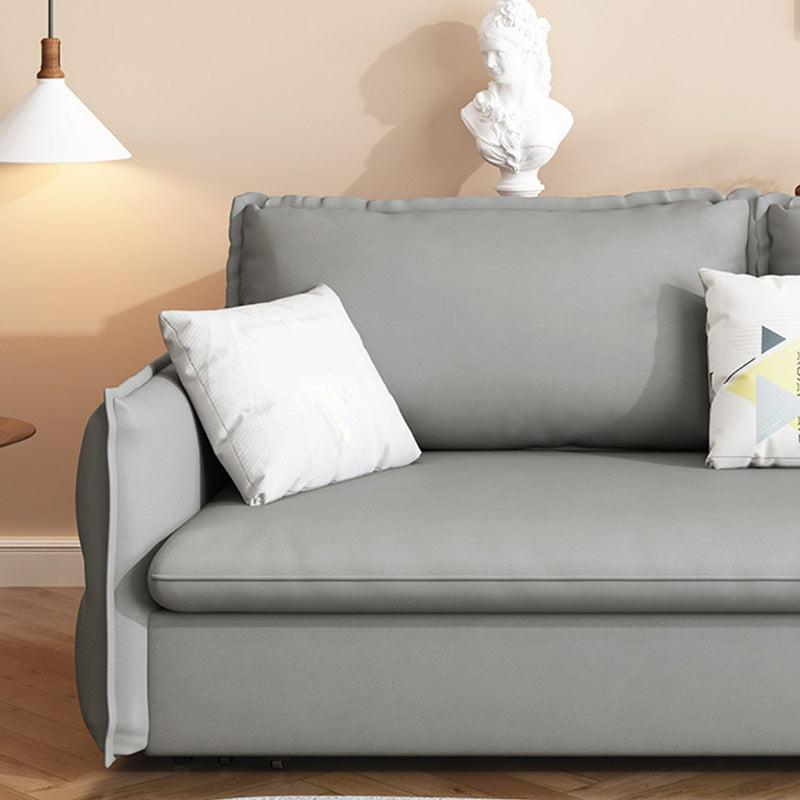Contemporary Grey Bonded Leather Sleeper Sofa with Storage and Square Arms Clearhalo 'furn' 'furn_futons' 'Furniture' 'Futons & Daybeds' 'Futons' 'Living Room Furniture' 7632967