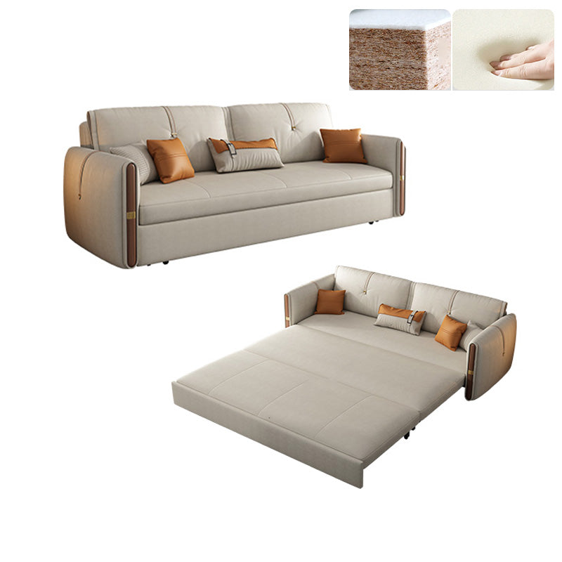 Glam Style Beige Futon Sofa Bed with Box and Black Metal Base Coir Clearhalo 'furn' 'furn_futons' 'Furniture' 'Futons & Daybeds' 'Futons' 'Living Room Furniture' 7632978