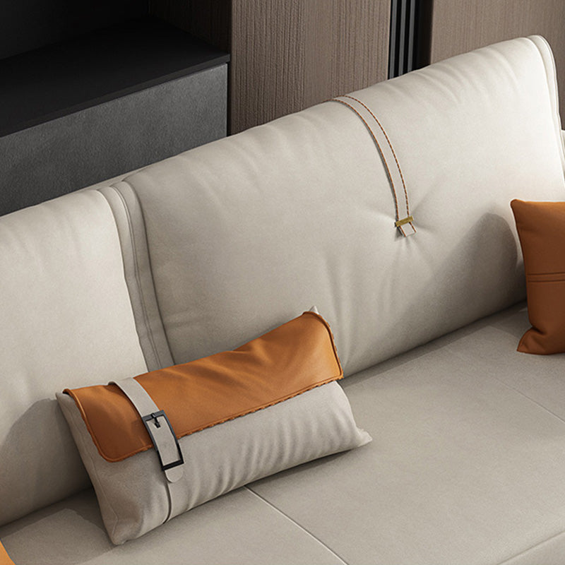 Glam Style Beige Futon Sofa Bed with Box and Black Metal Base Clearhalo 'furn' 'furn_futons' 'Furniture' 'Futons & Daybeds' 'Futons' 'Living Room Furniture' 7632983