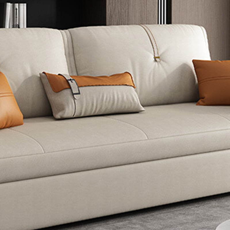 Glam Style Beige Futon Sofa Bed with Box and Black Metal Base Clearhalo 'furn' 'furn_futons' 'Furniture' 'Futons & Daybeds' 'Futons' 'Living Room Furniture' 7632984