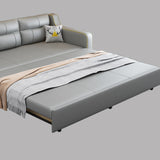Contemporary Grey Bonded Leather Sleeper Sofa with Box and Cushion Back Clearhalo 'furn' 'furn_futons' 'Furniture' 'Futons & Daybeds' 'Futons' 'Living Room Furniture' 7633037