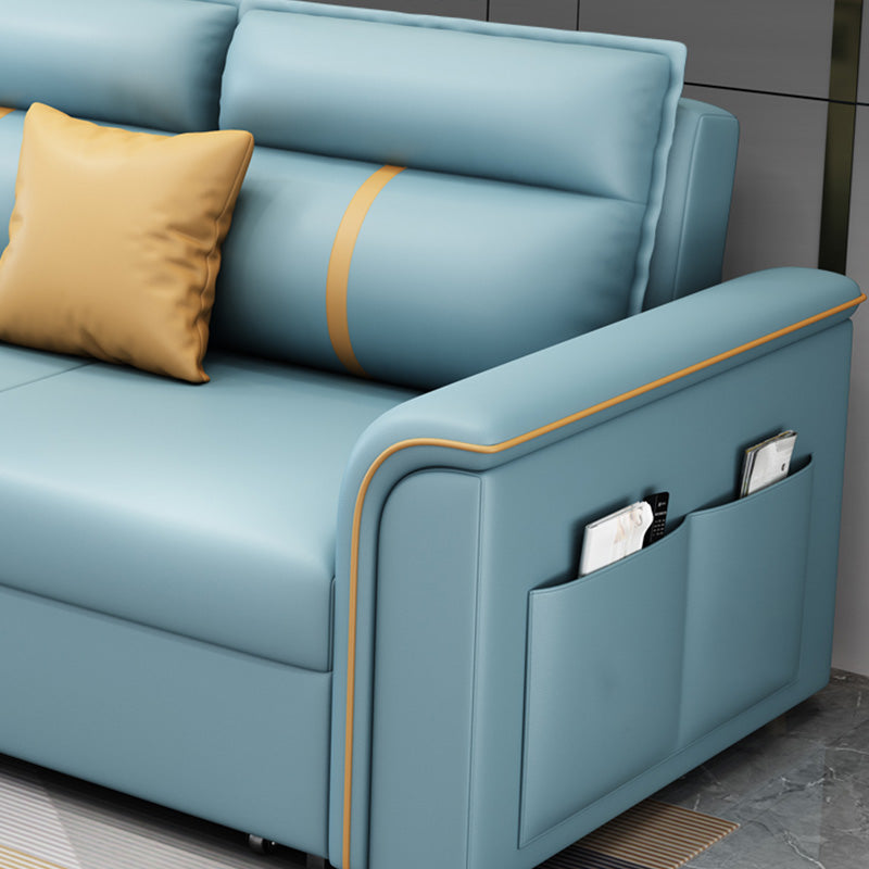 Contemporary Sleeper Sofa in Blue with Storage and Pillow Top Arms Clearhalo 'furn' 'furn_futons' 'Furniture' 'Futons & Daybeds' 'Futons' 'Living Room Furniture' 7633051