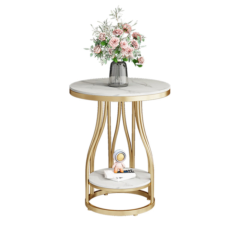 2-Tier Modern Metal Round Side Table 19.7-inch End Table with Shelf Clearhalo 'Coffee & Accent Tables' 'End & Side Tables' 'end_side_tables' 'furn' 'furn_end_side_tables' 'Furniture' 'Living Room Furniture' 7633083