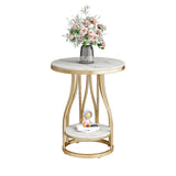 2-Tier Modern Metal Round Side Table 19.7-inch End Table with Shelf Clearhalo 'Coffee & Accent Tables' 'End & Side Tables' 'end_side_tables' 'furn' 'furn_end_side_tables' 'Furniture' 'Living Room Furniture' 7633083