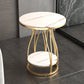 2-Tier Modern Metal Round Side Table 19.7-inch End Table with Shelf Gold White Gold 1 Clearhalo 'Coffee & Accent Tables' 'End & Side Tables' 'end_side_tables' 'furn' 'furn_end_side_tables' 'Furniture' 'Living Room Furniture' 7633087