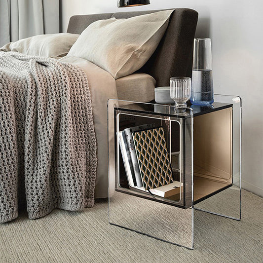 Rectangular Acrylic End Table Set with Storage Modern Simple 21.65" Tall Side Table