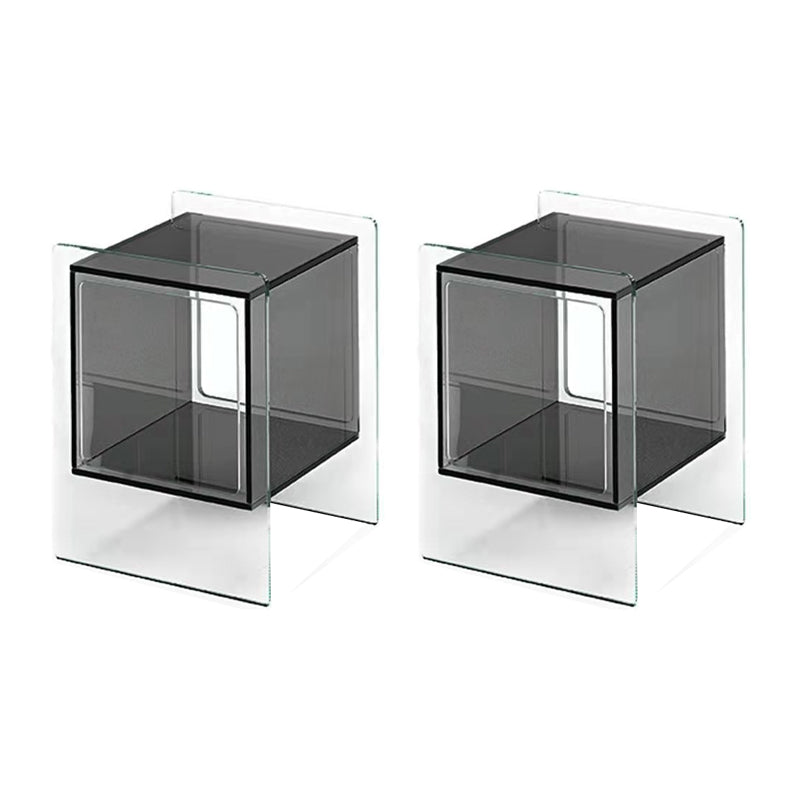 Rectangular Acrylic End Table Set with Storage Modern Simple 21.65" Tall Side Table