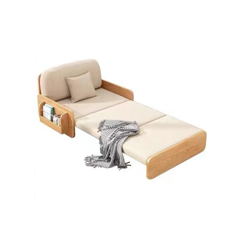 リネンブレンドとソリッドウッドの現代布団スリーパーソファベッド