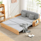 リネンブレンドとソリッドウッドの現代布団スリーパーソファベッド