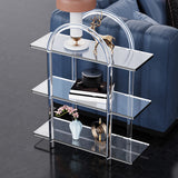 Contemporary Clear Acrylic Sofa Side Accent Table 4 Legs End Table with Storage Shelves Clearhalo 'Coffee & Accent Tables' 'End & Side Tables' 'end_side_tables' 'furn' 'furn_end_side_tables' 'Furniture' 'Living Room Furniture' 7633160