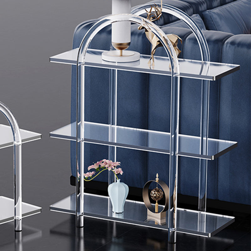 Contemporary Clear Acrylic Sofa Side Accent Table 4 Legs End Table with Storage Shelves Casters Not Included 1 3 Clearhalo 'Coffee & Accent Tables' 'End & Side Tables' 'end_side_tables' 'furn' 'furn_end_side_tables' 'Furniture' 'Living Room Furniture' 7633164