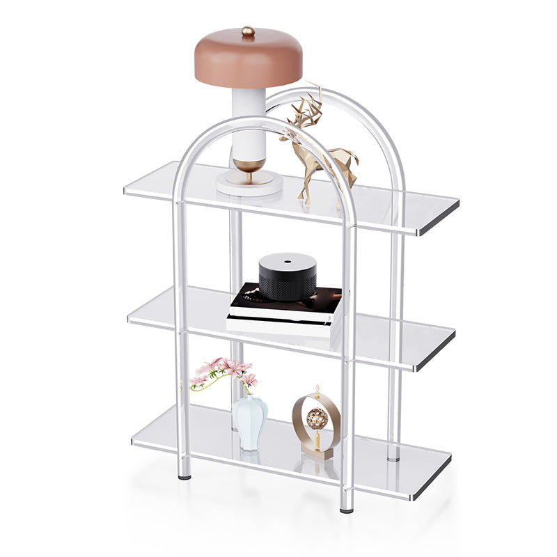 Contemporary Clear Acrylic Sofa Side Accent Table 4 Legs End Table with Storage Shelves Clearhalo 'Coffee & Accent Tables' 'End & Side Tables' 'end_side_tables' 'furn' 'furn_end_side_tables' 'Furniture' 'Living Room Furniture' 7633169