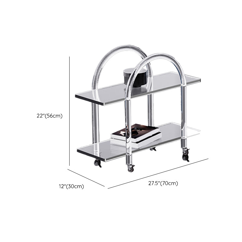 Contemporary Clear Acrylic Sofa Side Accent Table 4 Legs End Table with Storage Shelves Clearhalo 'Coffee & Accent Tables' 'End & Side Tables' 'end_side_tables' 'furn' 'furn_end_side_tables' 'Furniture' 'Living Room Furniture' 7633177