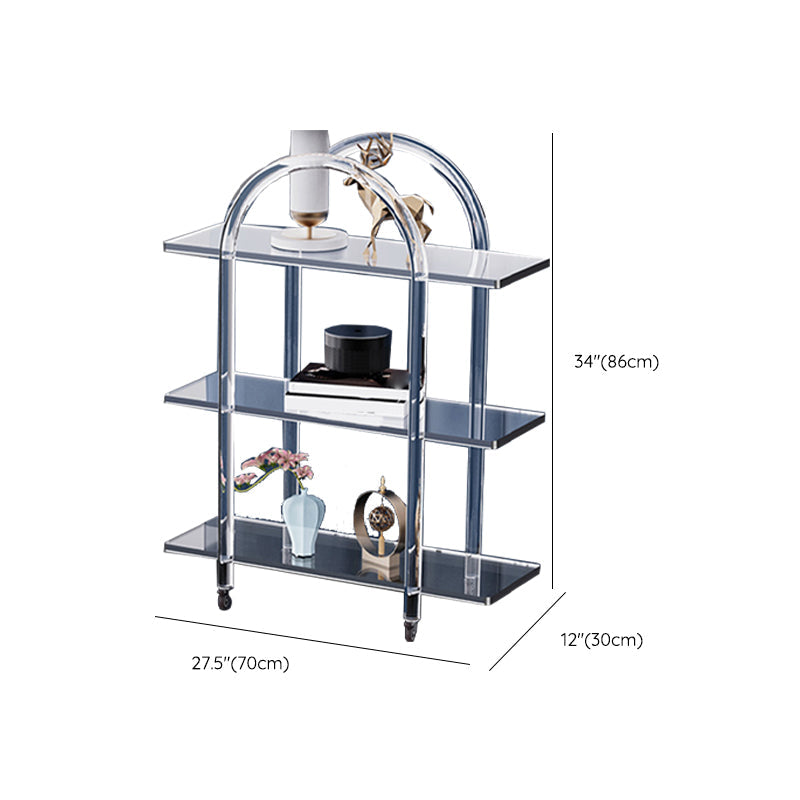 Contemporary Clear Acrylic Sofa Side Accent Table 4 Legs End Table with Storage Shelves Clearhalo 'Coffee & Accent Tables' 'End & Side Tables' 'end_side_tables' 'furn' 'furn_end_side_tables' 'Furniture' 'Living Room Furniture' 7633178