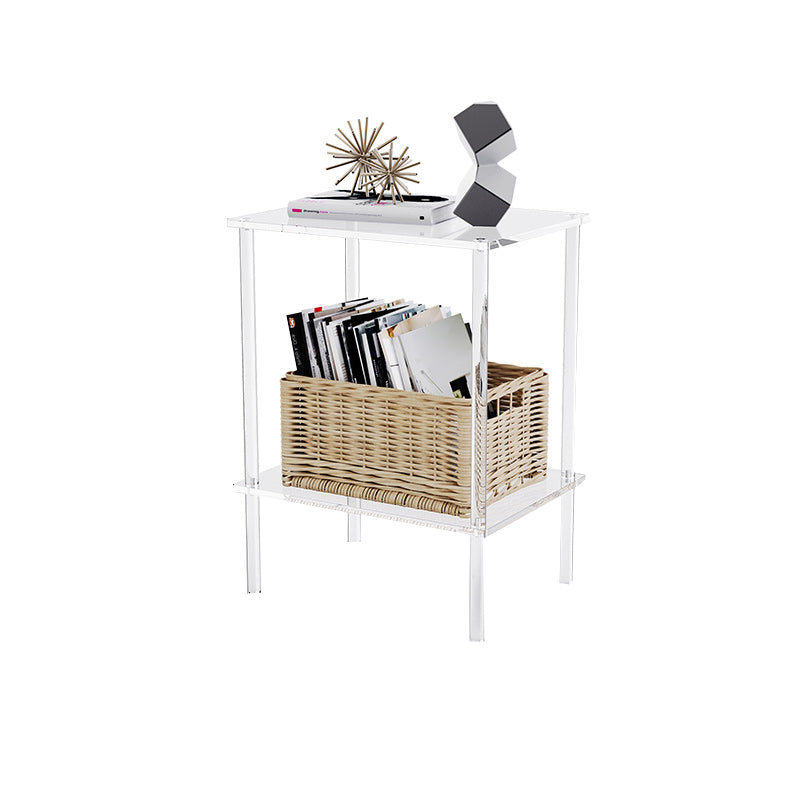 Clear Acrylic Sofa Side Accent Table Contemporary 15.7" W End Table Set with Storage 16"L x 12"W x 21"H 1 Clearhalo 'Coffee & Accent Tables' 'End & Side Tables' 'end_side_tables' 'furn' 'furn_end_side_tables' 'Furniture' 'Living Room Furniture' 7633212