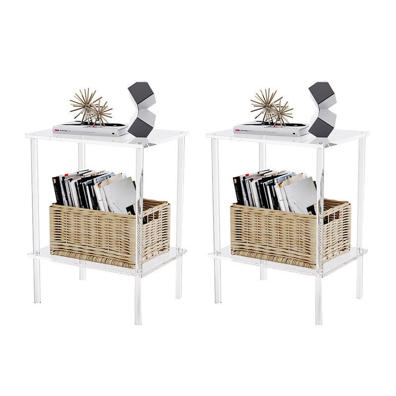 Clear Acrylic Sofa Side Accent Table Contemporary 15.7" W End Table Set with Storage 16"L x 12"W x 21"H 2 Clearhalo 'Coffee & Accent Tables' 'End & Side Tables' 'end_side_tables' 'furn' 'furn_end_side_tables' 'Furniture' 'Living Room Furniture' 7633214