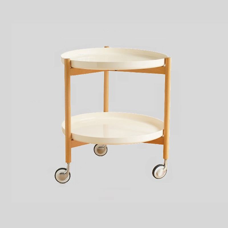Dia 22.2" Round Side Table Modern Tray Top End Table with Casters White 1 Clearhalo 'Coffee & Accent Tables' 'End & Side Tables' 'end_side_tables' 'furn' 'furn_end_side_tables' 'Furniture' 'Living Room Furniture' 7633241