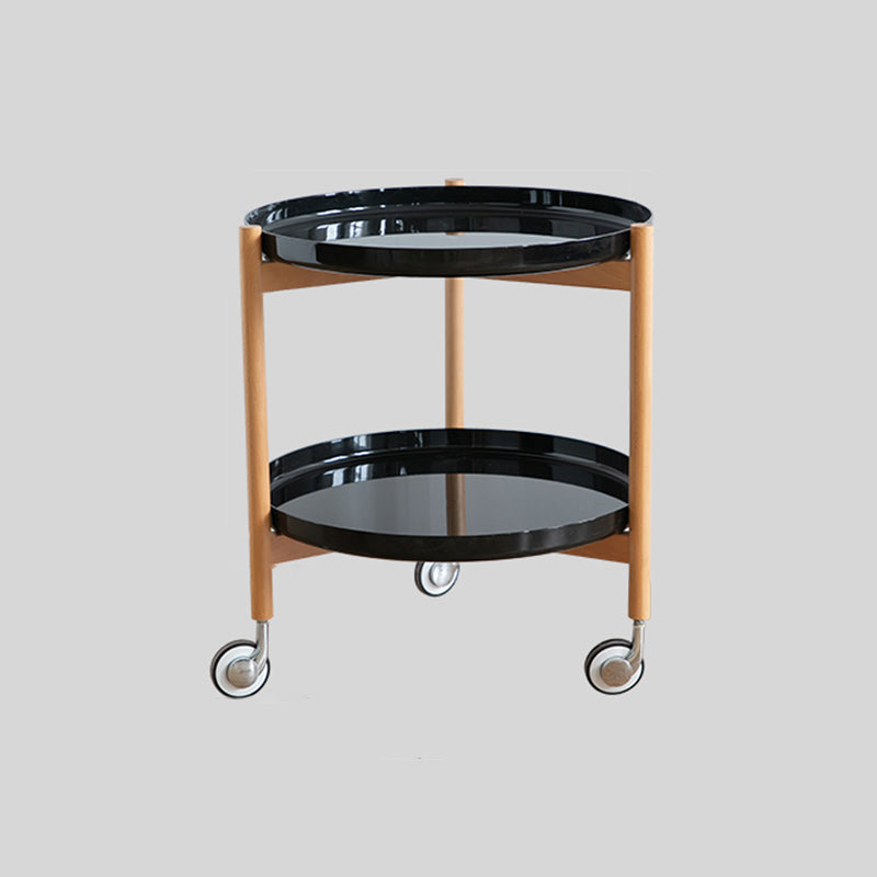 Dia 22.2" Round Side Table Modern Tray Top End Table with Casters Black 1 Clearhalo 'Coffee & Accent Tables' 'End & Side Tables' 'end_side_tables' 'furn' 'furn_end_side_tables' 'Furniture' 'Living Room Furniture' 7633244
