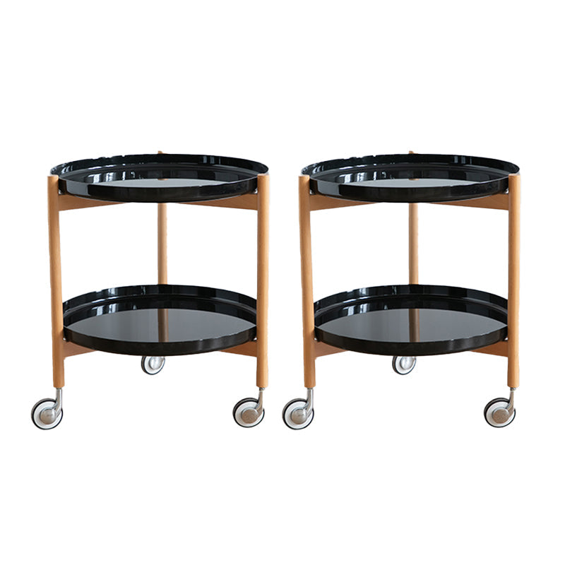 Dia 22.2" Round Side Table Modern Tray Top End Table with Casters Black 2 Clearhalo 'Coffee & Accent Tables' 'End & Side Tables' 'end_side_tables' 'furn' 'furn_end_side_tables' 'Furniture' 'Living Room Furniture' 7633246