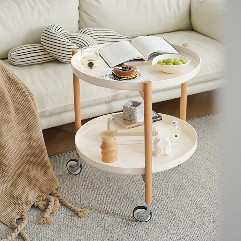 Dia 22.2" Round Side Table Modern Tray Top End Table with Casters Clearhalo 'Coffee & Accent Tables' 'End & Side Tables' 'end_side_tables' 'furn' 'furn_end_side_tables' 'Furniture' 'Living Room Furniture' 7633247