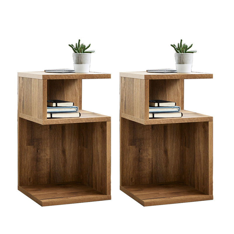 Pine Wood End Table Natural 2 Pieces Sofa Side Accent Table with Storage Shelves 14"L x 14"W x 20"H 2 Clearhalo 'Coffee & Accent Tables' 'End & Side Tables' 'end_side_tables' 'furn' 'furn_end_side_tables' 'Furniture' 'Living Room Furniture' 7633280