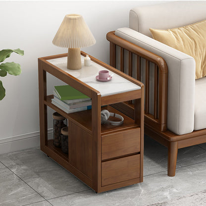 Mesa auxiliar de la sala de estar Madera maciza con mesa de esquina rectangular de almacenamiento