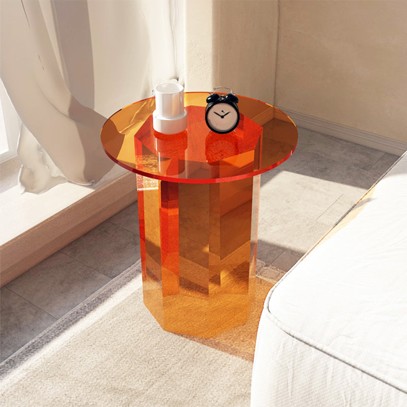 Glam Accent Side Table Living Room Plastic Pedestal Round Corner Table Orange 1 Clearhalo 'Coffee & Accent Tables' 'End & Side Tables' 'end_side_tables' 'furn' 'furn_end_side_tables' 'Furniture' 'Living Room Furniture' 7633327