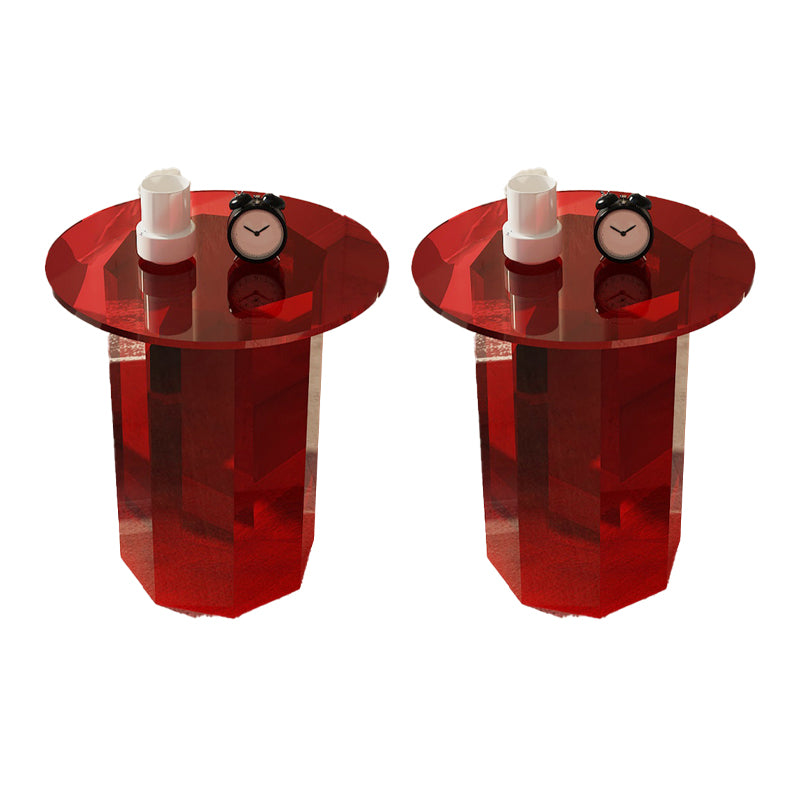 Glam Accent Side Table Living Room Plastic Pedestal Round Corner Table Red 2 Clearhalo 'Coffee & Accent Tables' 'End & Side Tables' 'end_side_tables' 'furn' 'furn_end_side_tables' 'Furniture' 'Living Room Furniture' 7633336