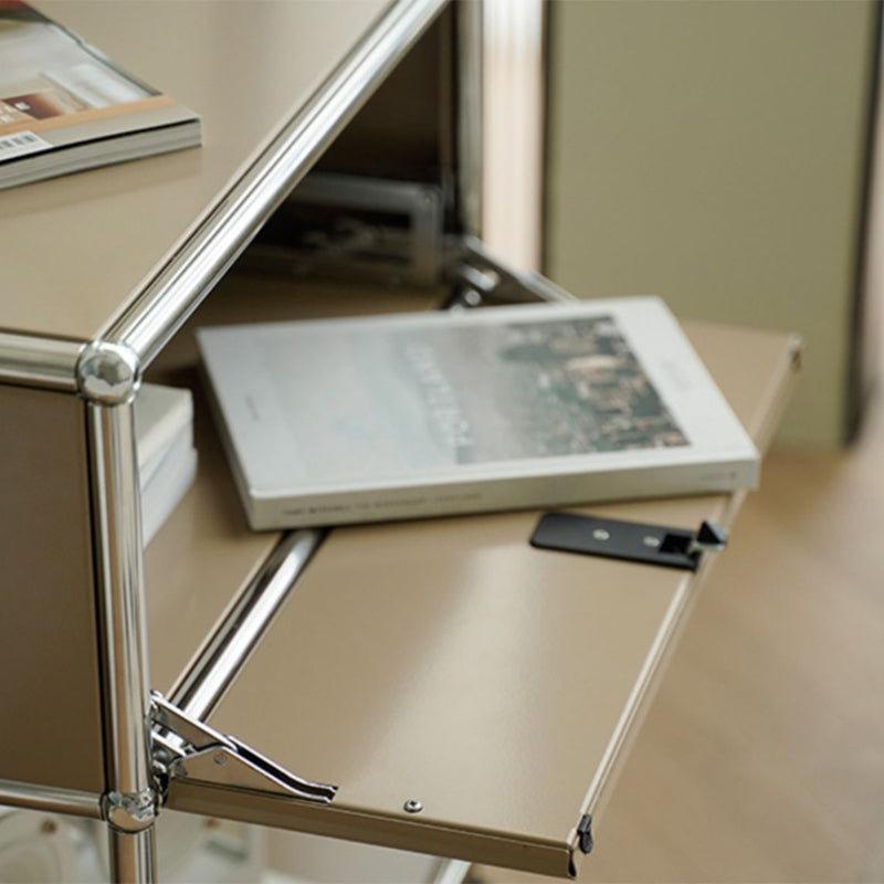 Mesa deslizante modernista de metal de mesa con almacenamiento de 4 patas mesa de esquina de sala de estar