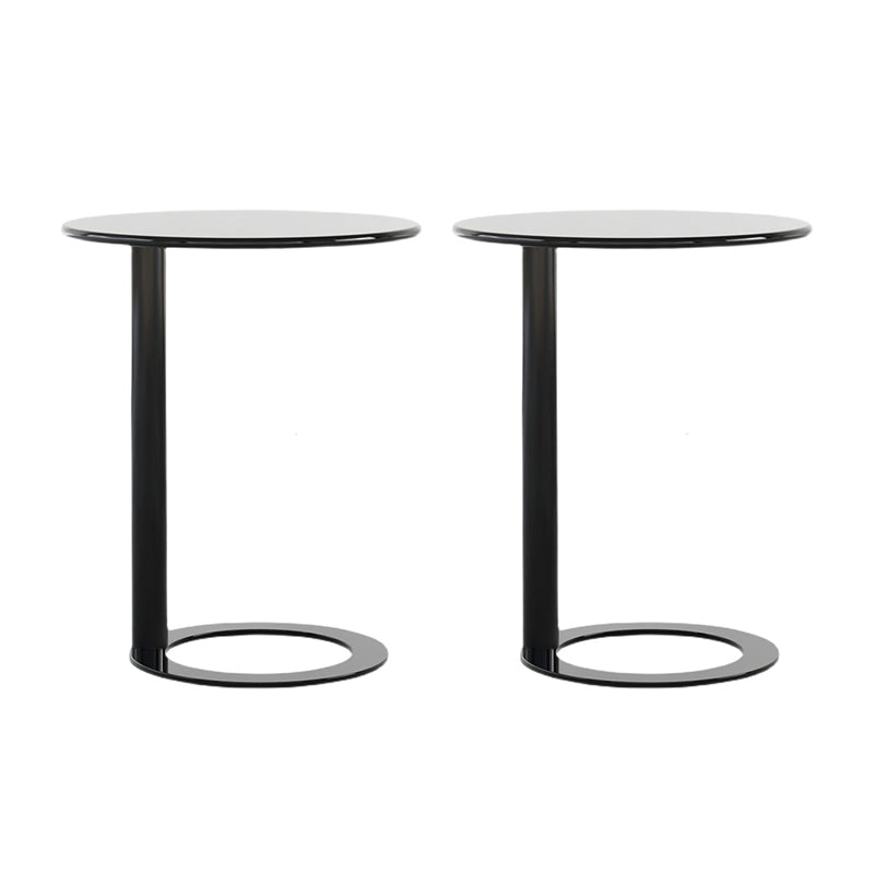 Rustic Accent Side Table Living Room Round Metal Sofa Side Accent Table Gloss Black Frame 2 Clearhalo 'Coffee & Accent Tables' 'End & Side Tables' 'end_side_tables' 'furn' 'furn_end_side_tables' 'Furniture' 'Living Room Furniture' 7633393