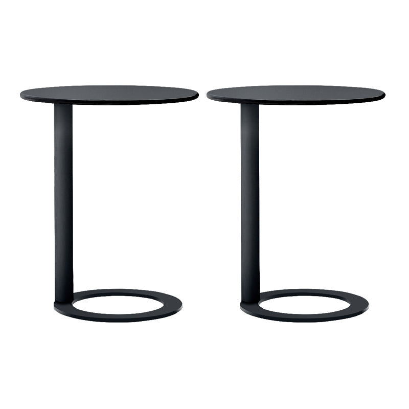 Rustic Accent Side Table Living Room Round Metal Sofa Side Accent Table Black Frame 2 Clearhalo 'Coffee & Accent Tables' 'End & Side Tables' 'end_side_tables' 'furn' 'furn_end_side_tables' 'Furniture' 'Living Room Furniture' 7633401