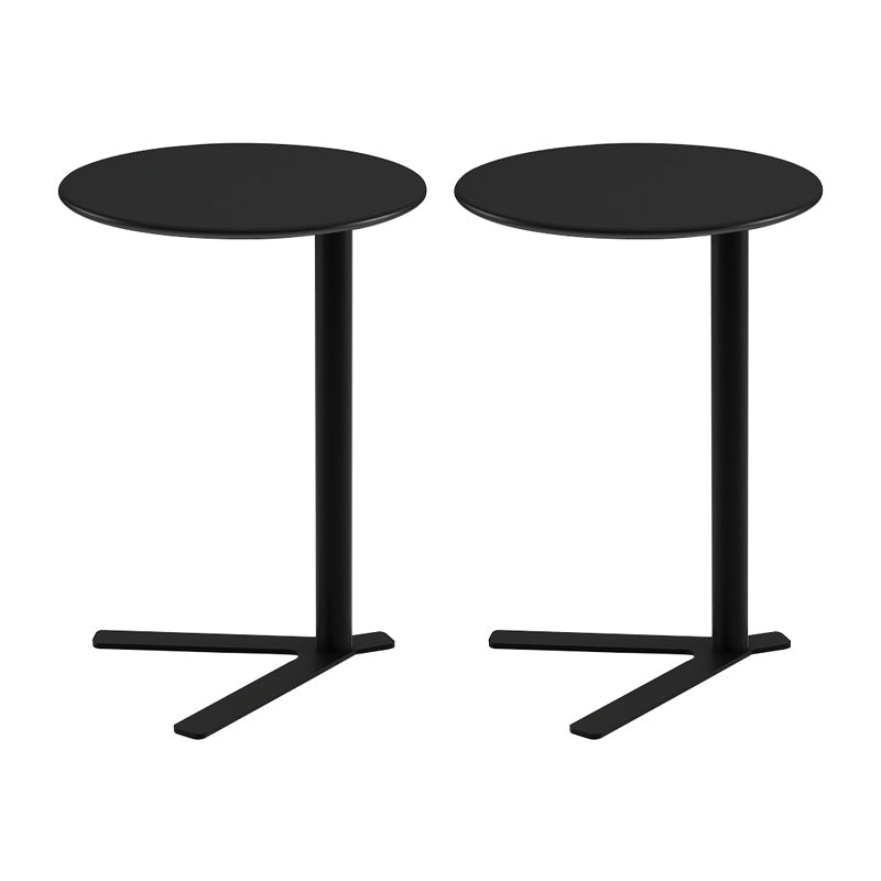 Rustic Accent Side Table Living Room Round Metal Sofa Side Accent Table Black Pedestal 2 Clearhalo 'Coffee & Accent Tables' 'End & Side Tables' 'end_side_tables' 'furn' 'furn_end_side_tables' 'Furniture' 'Living Room Furniture' 7633410