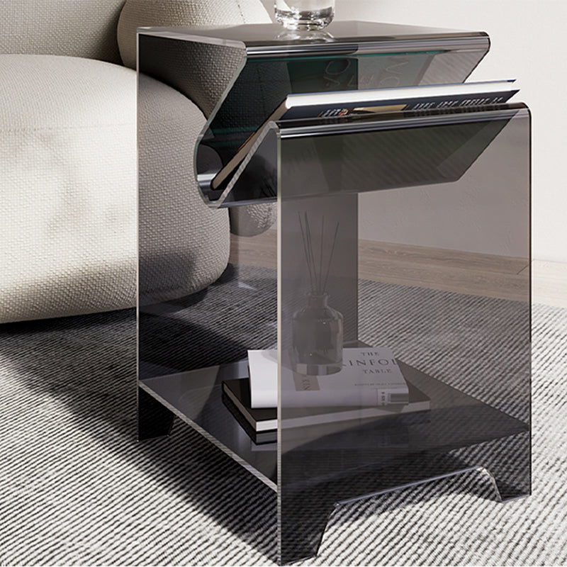 Modernistic Sofa Side Accent Table Plastic 4 Legs Double Tier Rectangular Clearhalo 'Coffee & Accent Tables' 'End & Side Tables' 'end_side_tables' 'furn' 'furn_end_side_tables' 'Furniture' 'Living Room Furniture' 7633456