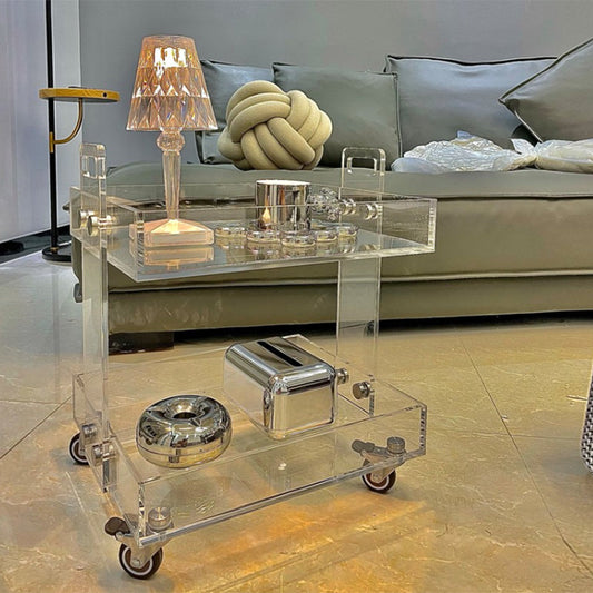Glam Accent Side Table Acrylic Rectangular Living Room Sofa Side Accent Table