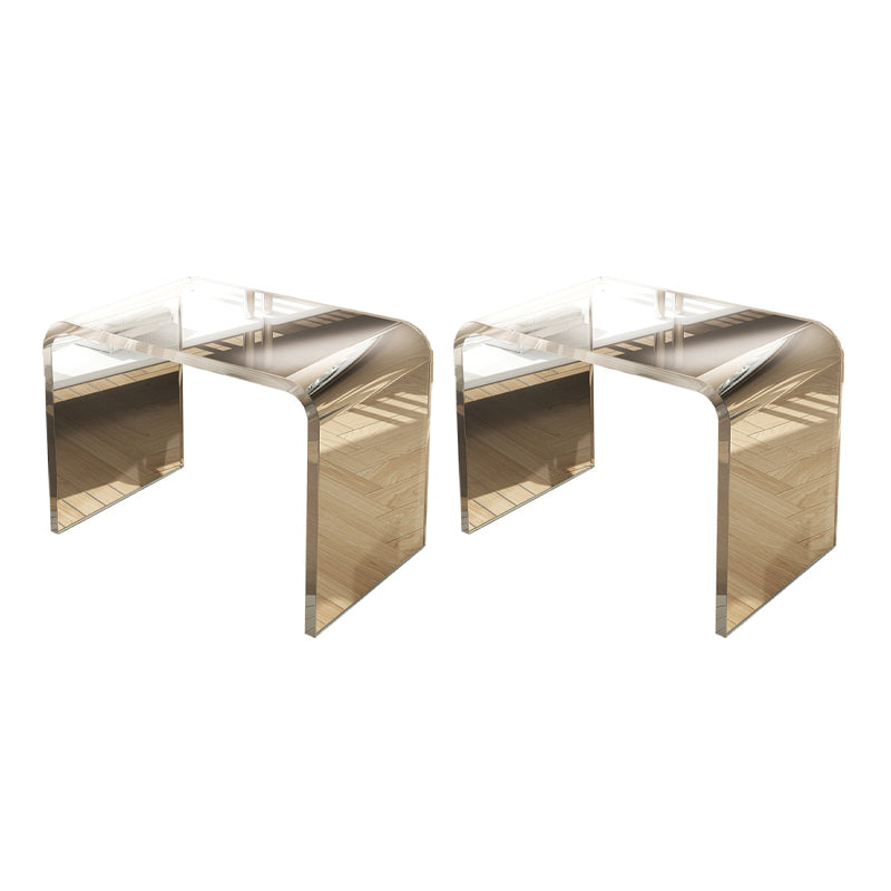 Modernistic Corner Table Plastic Rectangular Sled Living Room Accent Side Table 13"L x 9"W x 10"H Clear 2 Clearhalo 'Coffee & Accent Tables' 'End & Side Tables' 'end_side_tables' 'furn' 'furn_end_side_tables' 'Furniture' 'Living Room Furniture' 7633500