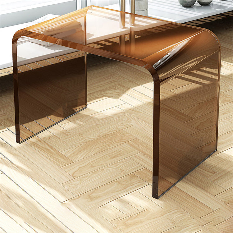 Modernistic Corner Table Plastic Rectangular Sled Living Room Accent Side Table 13"L x 9"W x 10"H Tan 1 Clearhalo 'Coffee & Accent Tables' 'End & Side Tables' 'end_side_tables' 'furn' 'furn_end_side_tables' 'Furniture' 'Living Room Furniture' 7633513