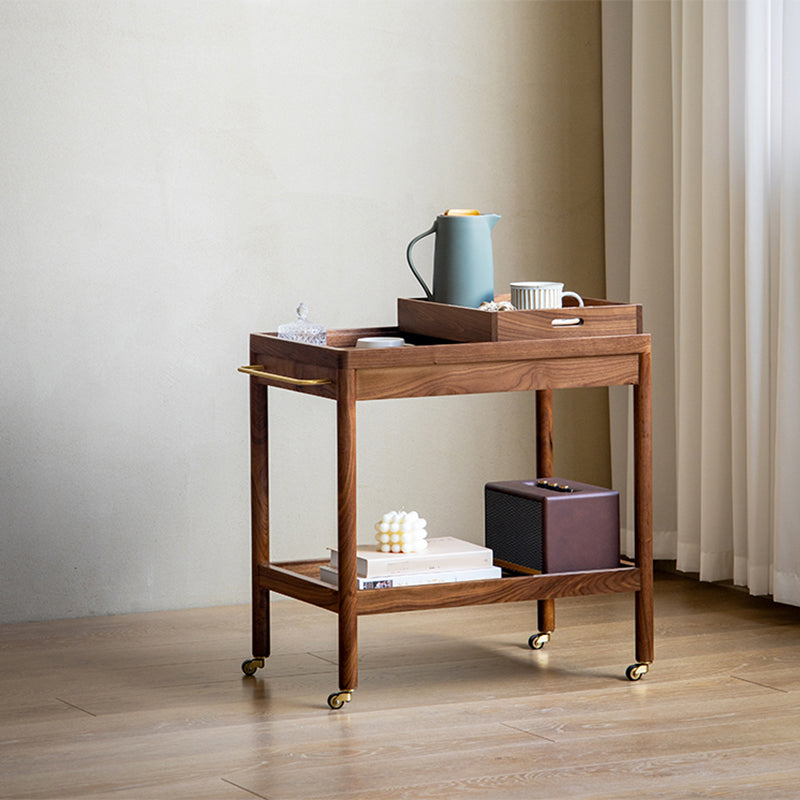 Modernistic Accent Side Table Solid Wood with Storage Living Room Double Tier Clearhalo 'Coffee & Accent Tables' 'End & Side Tables' 'end_side_tables' 'furn' 'furn_end_side_tables' 'Furniture' 'Living Room Furniture' 7633570