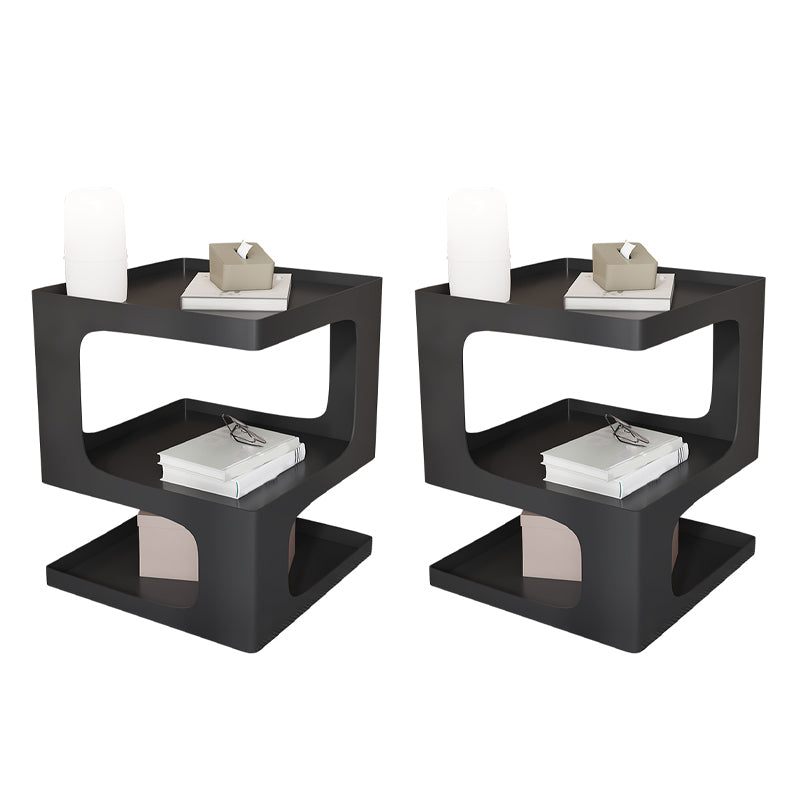 Contemporary Sofa Side Accent Table Metal Square with Storage Block Living Room Black 2 Clearhalo 'Coffee & Accent Tables' 'End & Side Tables' 'end_side_tables' 'furn' 'furn_end_side_tables' 'Furniture' 'Living Room Furniture' 7633579