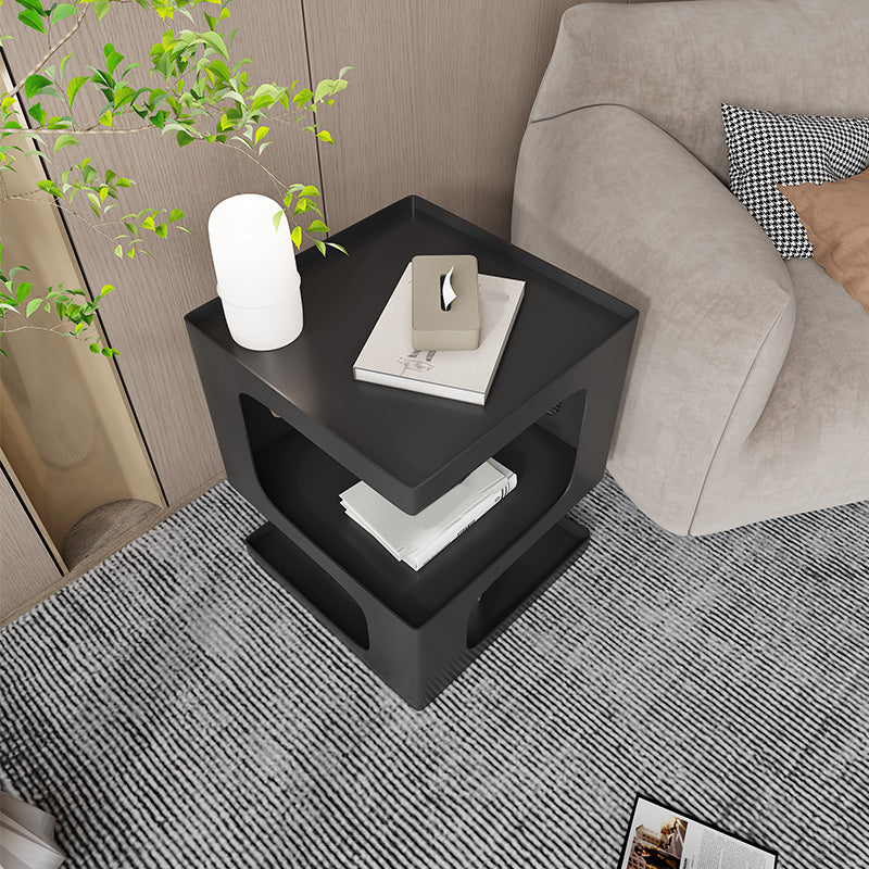 Contemporary Sofa Side Accent Table Metal Square with Storage Block Living Room Clearhalo 'Coffee & Accent Tables' 'End & Side Tables' 'end_side_tables' 'furn' 'furn_end_side_tables' 'Furniture' 'Living Room Furniture' 7633583