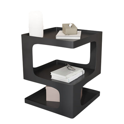 Contemporary Sofa Side Accent Table Metal Square with Storage Block Living Room Black 1 Clearhalo 'Coffee & Accent Tables' 'End & Side Tables' 'end_side_tables' 'furn' 'furn_end_side_tables' 'Furniture' 'Living Room Furniture' 7633585