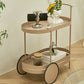 Wheels Accent Side Table with Tray Top in Metal Modern Accent Side Table