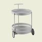 Wheels Accent Side Table with Tray Top in Metal Modern Accent Side Table