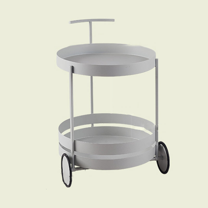Wheels Accent Side Table with Tray Top in Metal Modern Accent Side Table